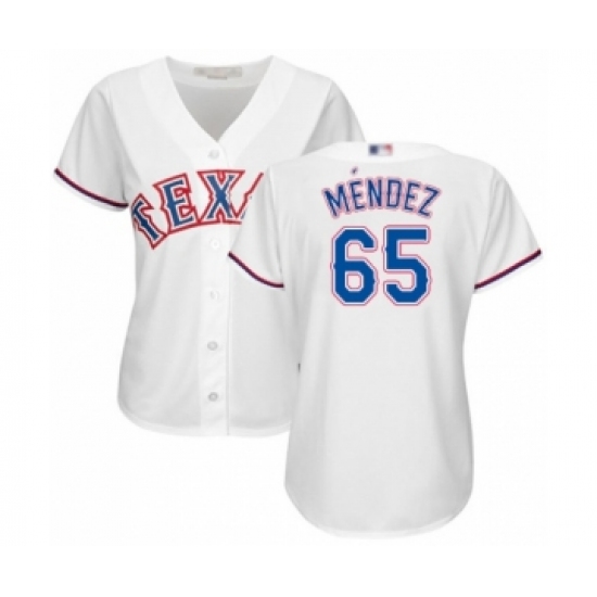 Women's Texas Rangers #65 Yohander Mendez Authentic White Home Cool Base Baseball Player Jersey - Ujersey