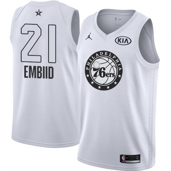 Youth Nike Jordan Philadelphia 76ers #21 Joel Embiid Swingman White 2018 All-Star Game NBA Jersey - Ujersey