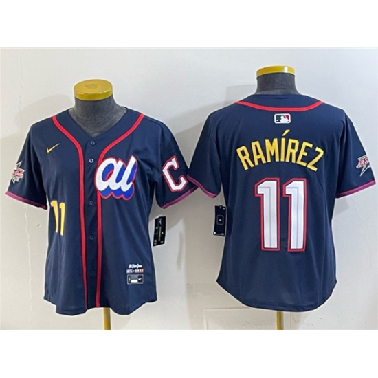 Women's American League #11 José Ramírez Navy 2025 All-Star Edition Limited Stitched Baseball Jersey(Run Small)