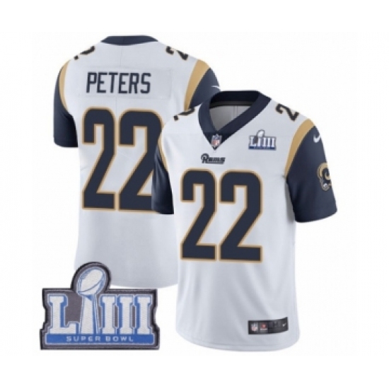 Men's Nike Los Angeles Rams #22 Marcus Peters White Vapor Untouchable Limited Player Super Bowl LIII Bound NFL Jersey - Ujersey