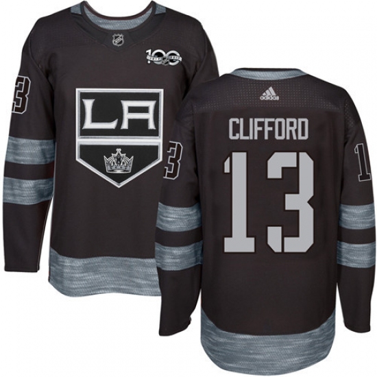 Men's Adidas Los Angeles Kings #13 Kyle Clifford Premier Black 1917-2017 100th Anniversary NHL Jersey - Ujersey