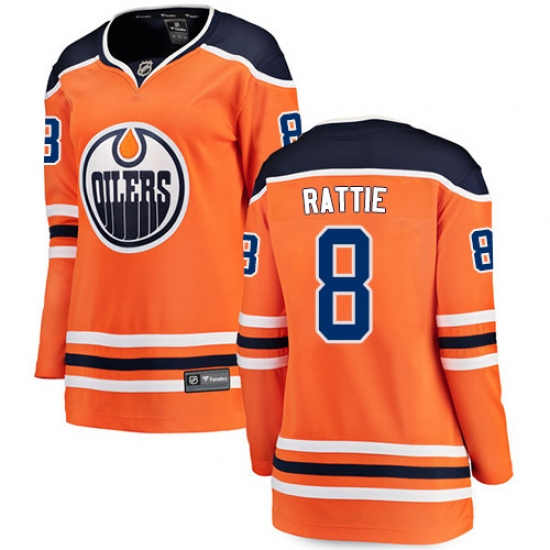 Women's Edmonton Oilers #8 Ty Rattie Fanatics Branded Orange Home Breakaway NHL Jersey - Ujersey