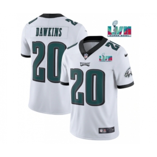 Men's Philadelphia Eagles #20 Brian Dawkins White Super Bowl LVII Patch Vapor Untouchable Limited Stitched Jersey - Ujersey