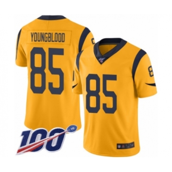 Men's Los Angeles Rams #85 Jack Youngblood Limited Gold Rush Vapor Untouchable 100th Season Football Jersey