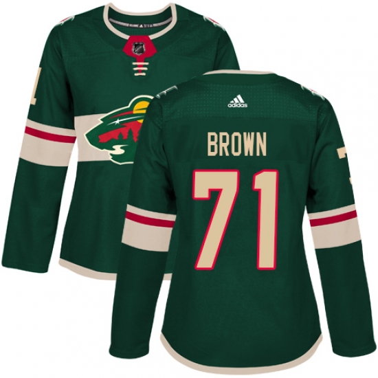 Women's Adidas Minnesota Wild #71 J T  Brown Premier Green Home NHL Jersey - Ujersey