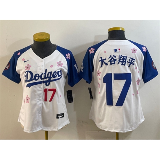Women's Los Angeles Dodgers #17 大谷翔平 White Royal 2025 Tokyo Series Limited Stitched Baseball Jersey(Run Small) - Ujersey