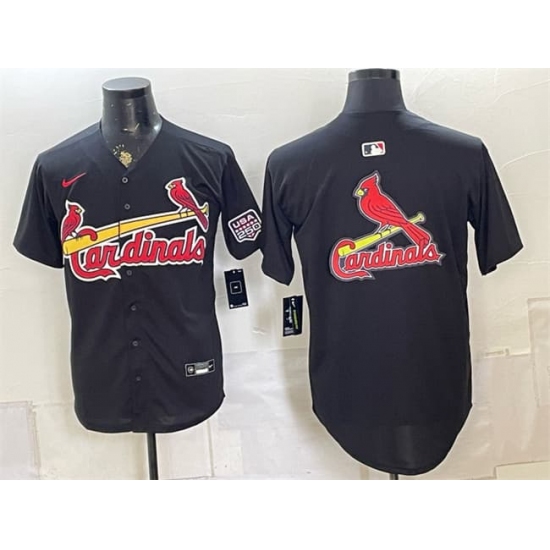 Men's St. Louis Cardinals Team Big Logo Black USA 250 Stitched Baseball Jersey - Ujersey