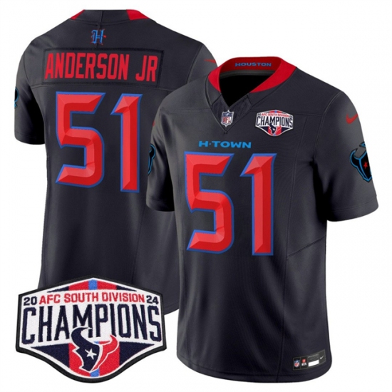 Men's Houston Texans #51 Will Anderson Jr. Navy 2nd Alternate F.U.S.E. 2024 AFC South Division Champions Vapor Limited Stitched Football Jersey - Ujersey