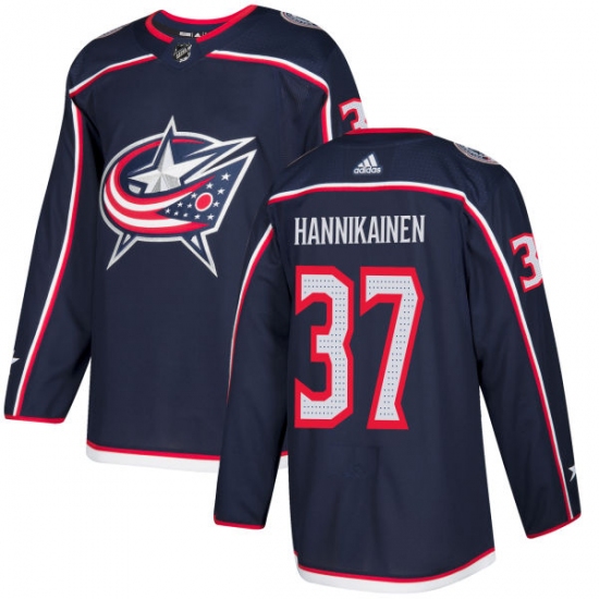 Men's Adidas Columbus Blue Jackets #37 Markus Hannikainen Authentic Navy Blue Home NHL Jersey - Ujersey