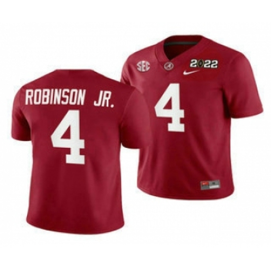Men's Alabama Crimson Tide #4 Brian Robinson Jr 2022 Patch Red College Football Stitched Jersey - Ujersey