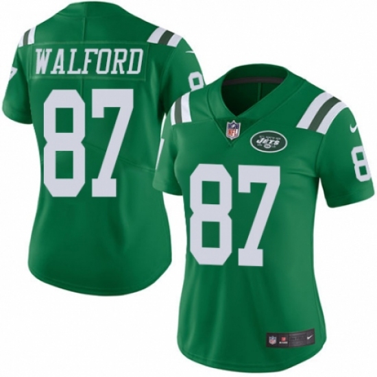 Women's Nike New York Jets #87 Clive Walford Limited Green Rush Vapor Untouchable NFL Jersey - Ujersey