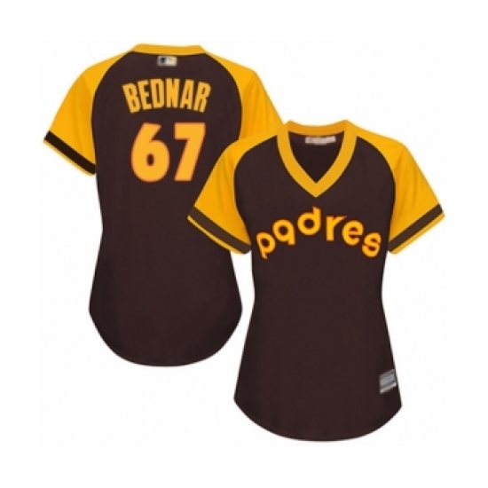Women's San Diego Padres #67 David Bednar Authentic Brown Alternate Cooperstown Cool Base Baseball Player Jersey - Ujersey