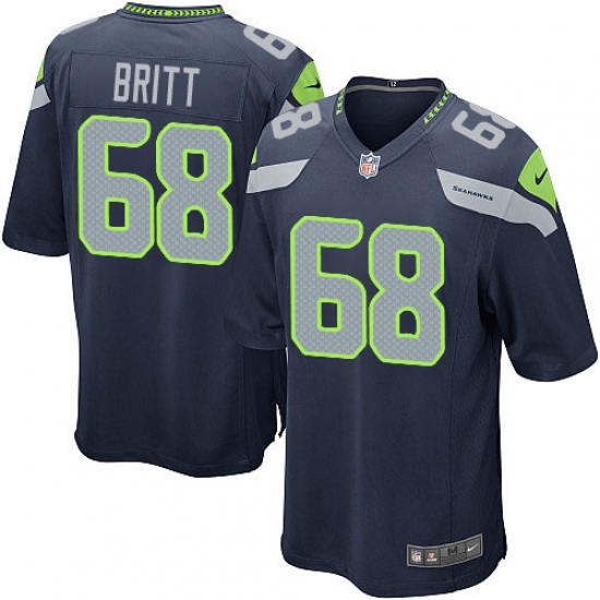 Men's Nike Seattle Seahawks #68 Justin Britt Game Steel Blue Team Color NFL Jersey - Ujersey