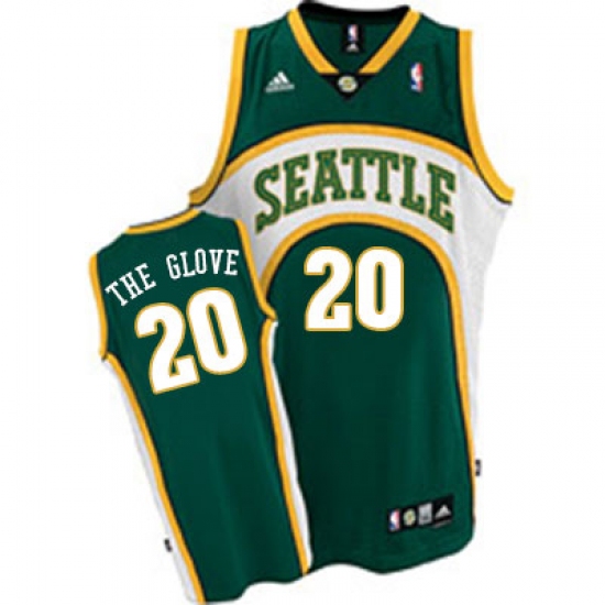 Men's Mitchell and Ness Oklahoma City Thunder #20 Gary Payton Authentic Green 