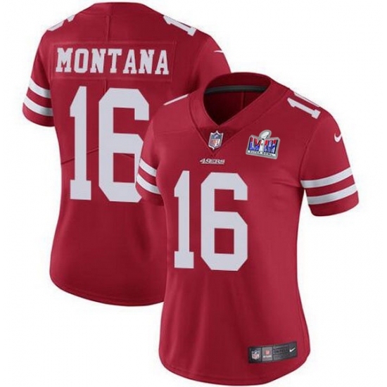 Women's San Francisco 49ers #16 Joe Montana Red NFL Vapor Untouchable Limited 2024 Super Bowl LVIII Jersey - Ujersey