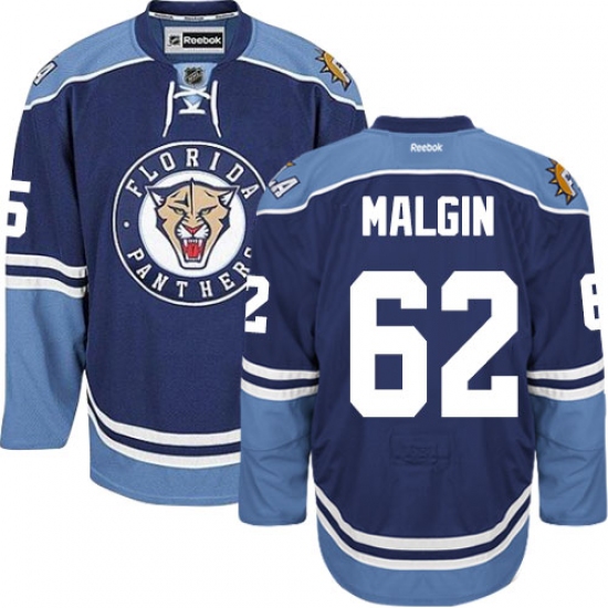 Men's Reebok Florida Panthers #62 Denis Malgin Premier Navy Blue Third NHL Jersey - Ujersey