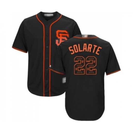 Men's San Francisco Giants #22 Yangervis Solarte Authentic Black Team Logo Fashion Cool Base Baseball Jersey - Ujersey