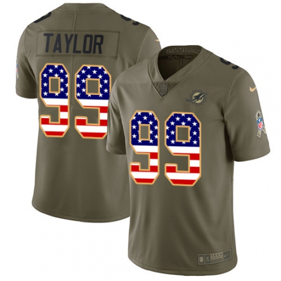 Youth Nike Miami Dolphins #99 Jason Taylor Limited Olive/USA Flag 2017 Salute to Service NFL Jersey - Ujersey