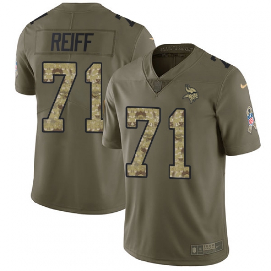 Men's Nike Minnesota Vikings #71 Riley Reiff Limited Olive/Camo 2017 Salute to Service NFL Jersey - Ujersey