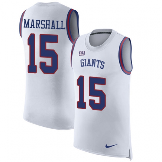 Men's Nike New York Giants #15 Brandon Marshall Limited White Rush Player Name & Number Tank Top NFL Jersey - Ujersey