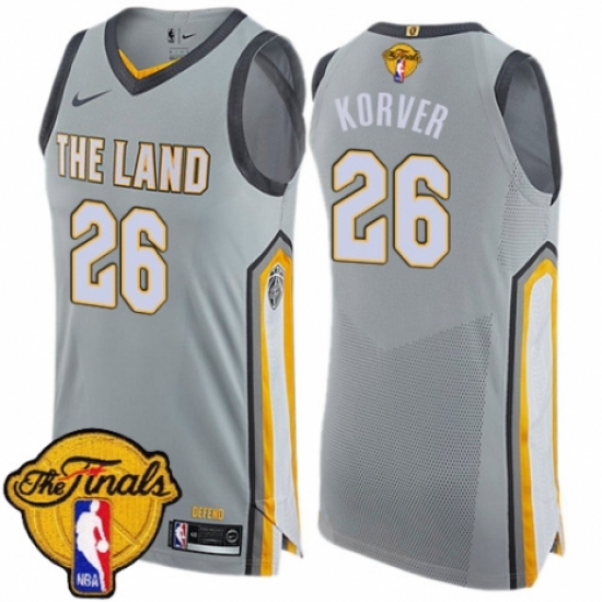 Men's Nike Cleveland Cavaliers #26 Kyle Korver Authentic Gray 2018 NBA Finals Bound NBA Jersey - City Edition - Ujersey