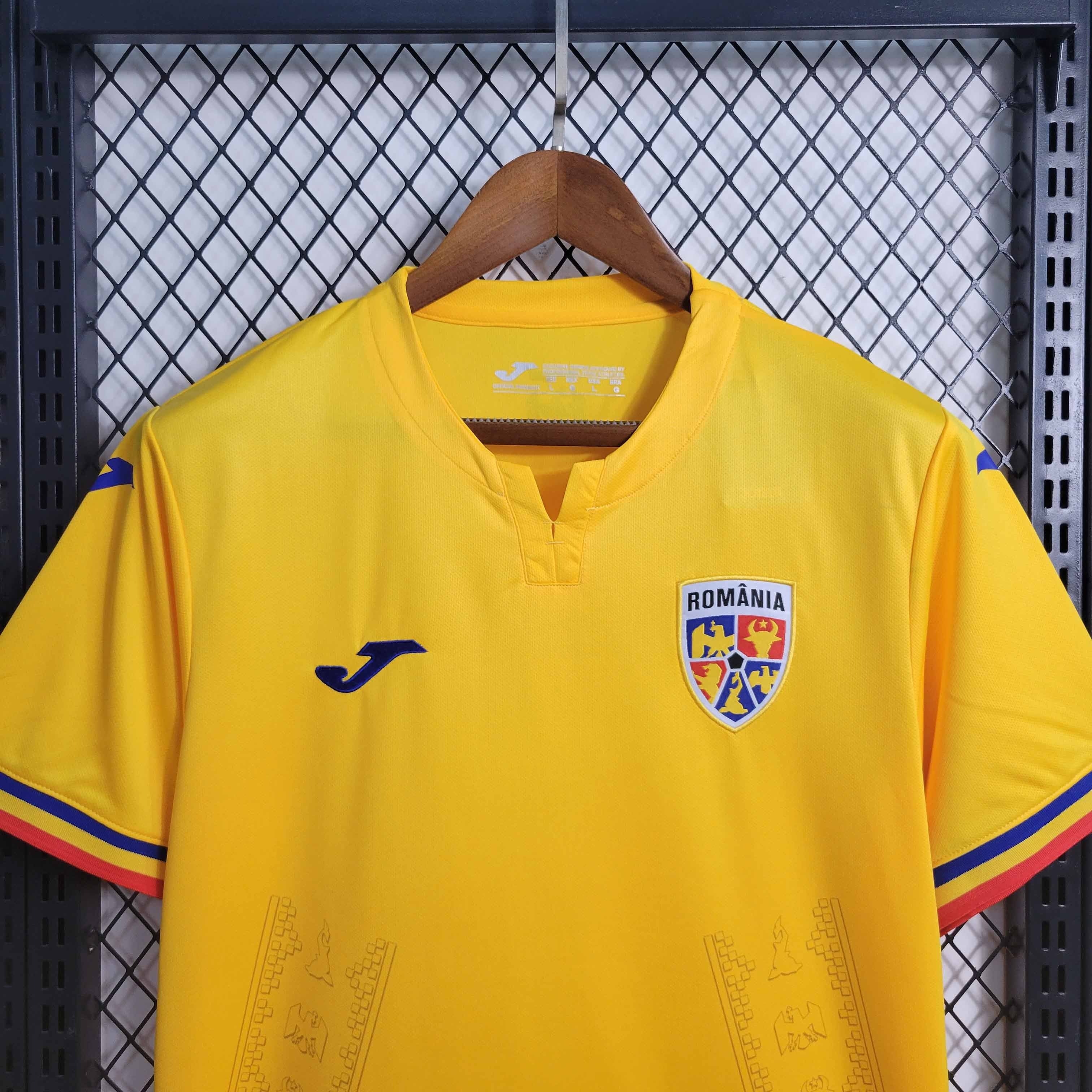 Romania Soccer Jersey Home Custom Shirt EURO 2024 - ujerseystore
