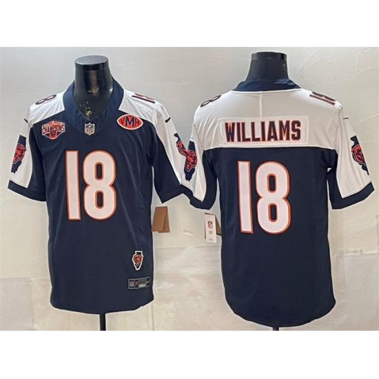 Men's Chicago Bears #18 Caleb Williams Navy White F.U.S.E. 2025 NFC North Division Champions & VMH Vapor Untouchable Limited Stitched Football Jersey - Ujersey