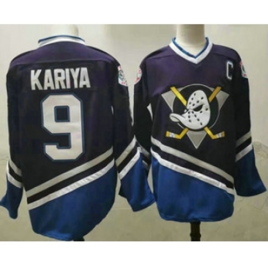 Men's Anaheim Ducks #9 Paul Kariya 1995-96 Purple CCM Vintage Throwback Jersey - Ujersey