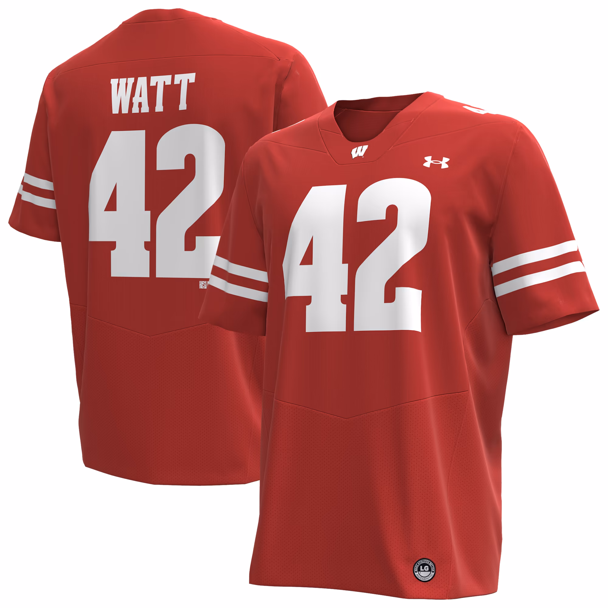 Men's Under Armour T.J. Watt Red Wisconsin Badgers Home Replica Football Jersey - Ujersey