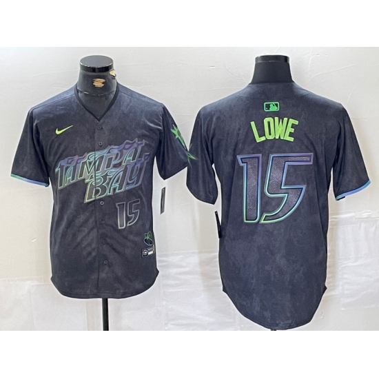Men's Tampa Bay Rays #15 Josh Lowe Number Charcoal 2024 City Connect Limited Stitched Jersey - Ujersey
