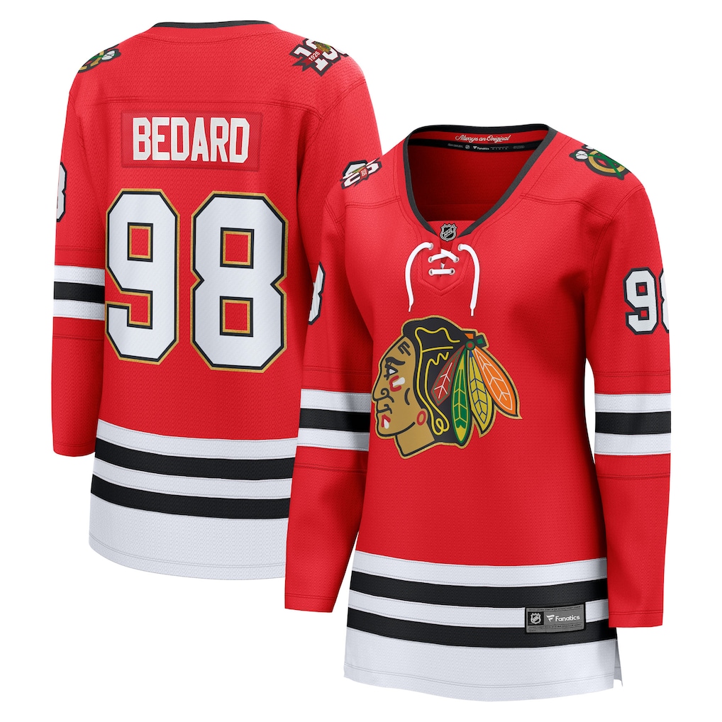 Women's Chicago Blackhawks Connor Bedard Fanatics Red Centennial Breakaway Player Jersey