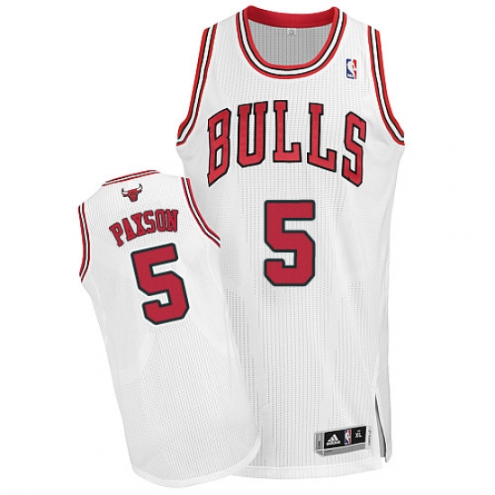 Men's Adidas Chicago Bulls #5 John Paxson Authentic White Home NBA Jersey - Ujersey