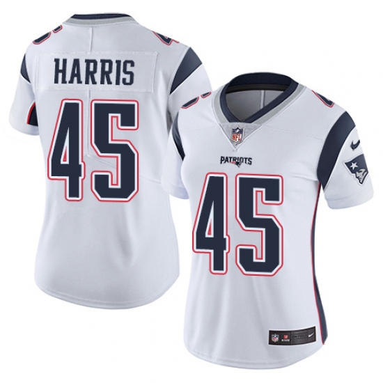 Women's Nike New England Patriots #45 David Harris White Vapor Untouchable Limited Player NFL Jersey - Ujersey