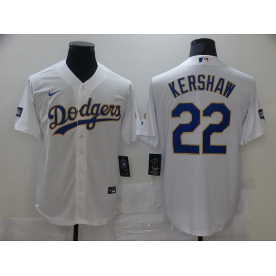 Men's Nike Los Angeles Dodgers #22 Clayton Kershaw White Champions Authentic Jersey - Ujersey