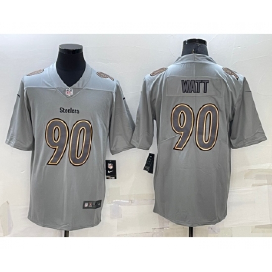 Men's Pittsburgh Steelers #90 TJ Watt Grey Atmosphere Fashion 2022 Vapor Untouchable Stitched Limited Jersey - Ujersey