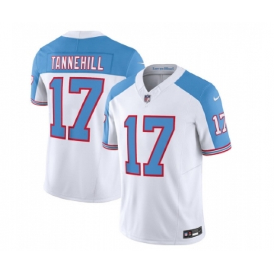 Men's Nike Tennessee Titans #17 Ryan Tannehill White Blue 2023 F.U.S.E. Vapor Limited Throwback Football Stitched Jersey - Ujersey