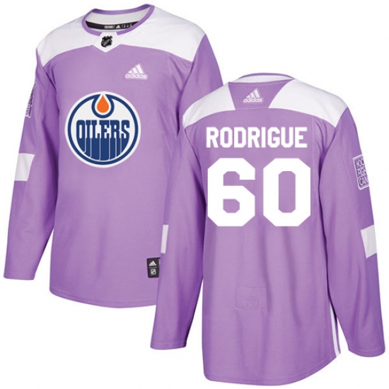 Youth Adidas Edmonton Oilers #60 Olivier Rodrigue Authentic Purple Fights Cancer Practice NHL Jersey - Ujersey