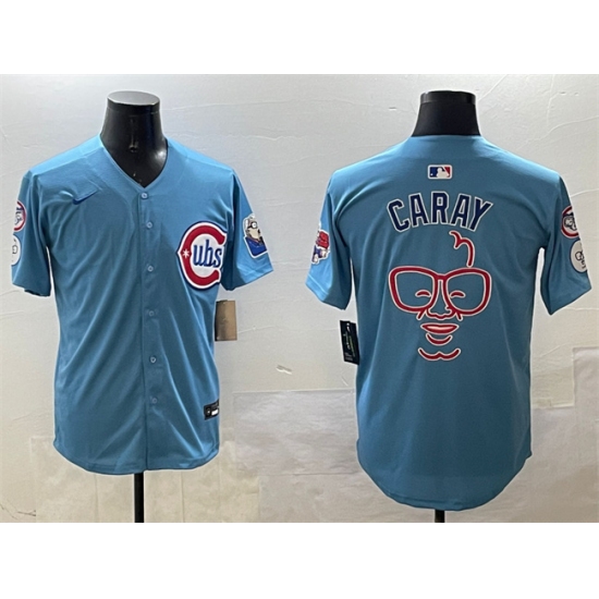 Men's Chicago Cubs Blue Harry Caray 'Holy Cow' 2024-25 2nd Alternate Limited Stitched Baseball Jersey - Ujersey