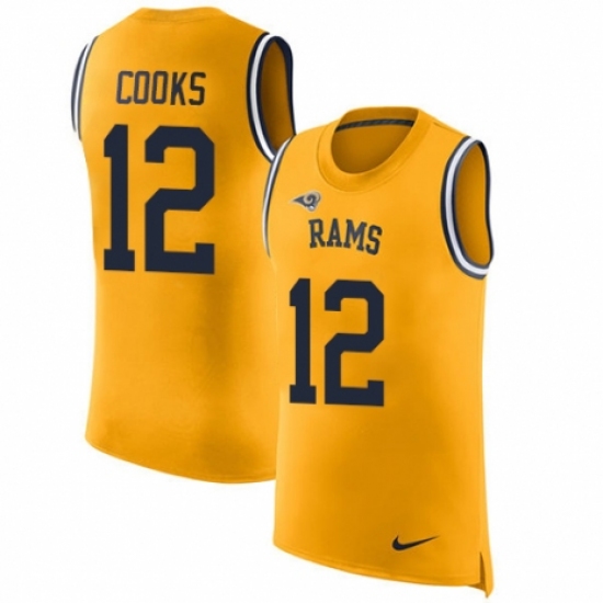 Men's Nike Los Angeles Rams #12 Brandin Cooks Limited Gold Rush Player Name & Number Tank Top NFL Jersey - Ujersey