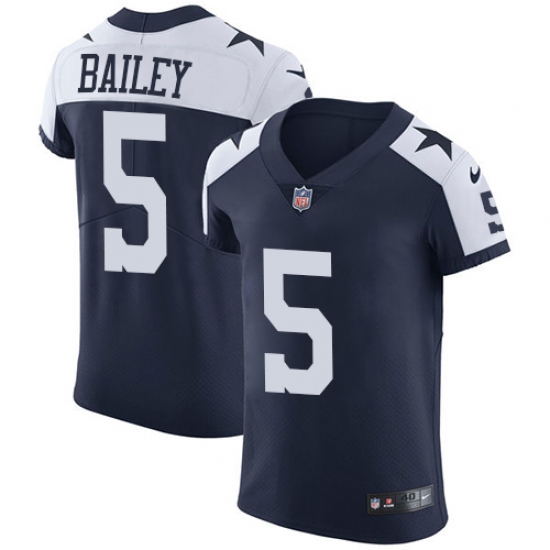 Men's Nike Dallas Cowboys #5 Dan Bailey Navy Blue Throwback Alternate Vapor Untouchable Elite Player NFL Jersey - Ujersey