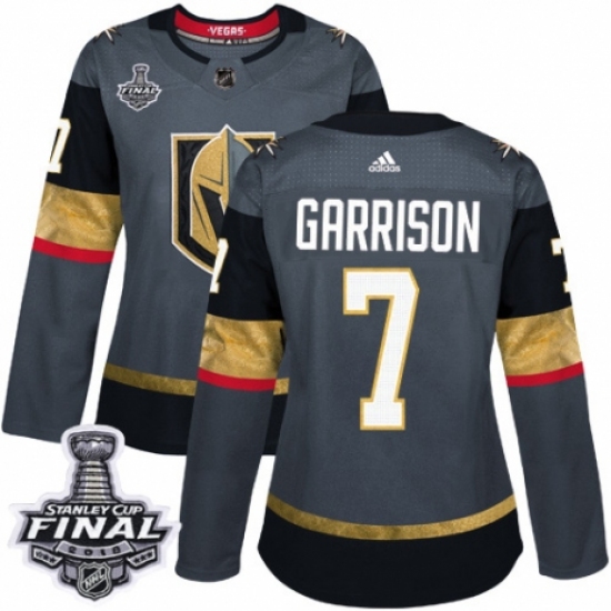 Women's Adidas Vegas Golden Knights #7 Jason Garrison Authentic Gray Home 2018 Stanley Cup Final NHL Jersey - Ujersey