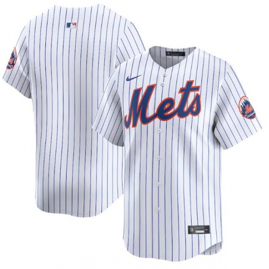 Men's New York Mets Blank 2024 White Home Limited Stitched Baseball Jersey - Ujersey