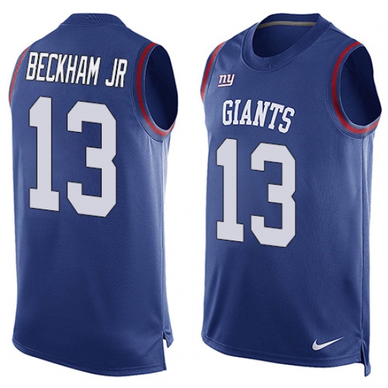 Men's Nike New York Giants #13 Odell Beckham Jr Limited Royal Blue Player Name & Number Tank Top NFL Jersey - Ujersey