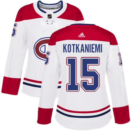 Women's Adidas Montreal Canadiens #15 Jesperi Kotkaniemi Authentic White Away NHL Jersey - Ujersey