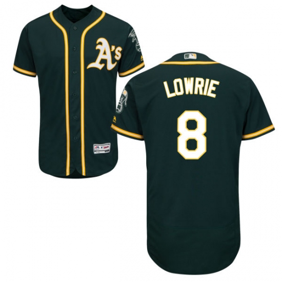 Men's Majestic Oakland Athletics #8 Jed Lowrie Green Alternate Flex Base Authentic Collection MLB Jersey - Ujersey