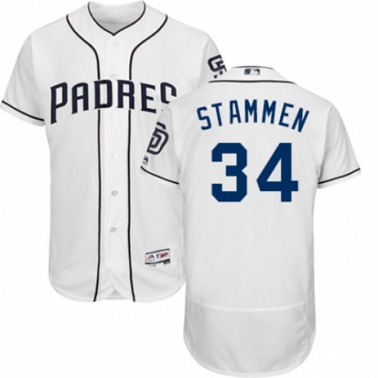 Men's Majestic San Diego Padres #34 Craig Stammen White Home Flex Base Authentic Collection MLB Jersey - Ujersey