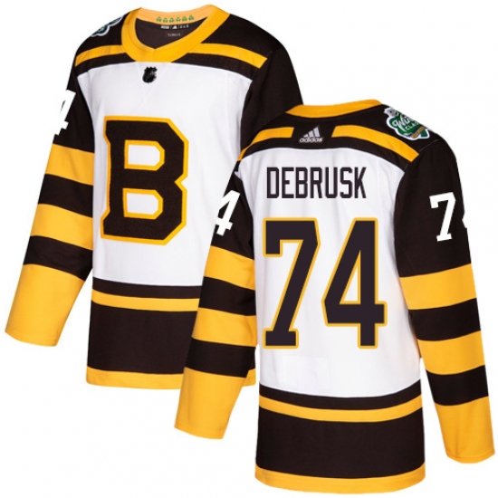 Youth Adidas Boston Bruins #74 Jake DeBrusk Authentic White 2019 Winter Classic NHL Jersey - Ujersey
