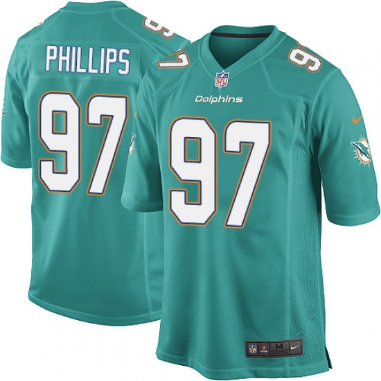 Men's Nike Miami Dolphins #97 Jordan Phillips Game Aqua Green Team Color NFL Jersey - Ujersey