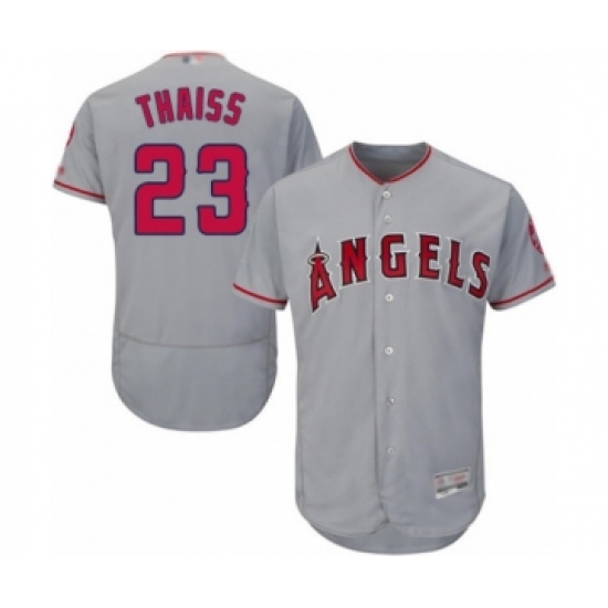 Men's Los Angeles Angels of Anaheim #23 Matt Thaiss Grey Road Flex Base Authentic Collection Baseball Player Jersey - Ujersey