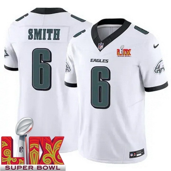 Youth Philadelphia Eagles DeVonta Smith #6 White 2024 2025 Super Bowl LIX F U S E Stitched NFL Jersey - Ujersey